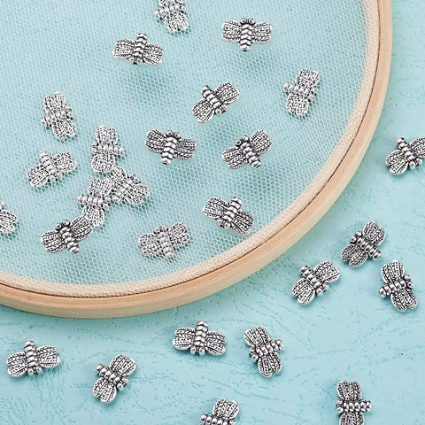 Antique Silver Dragonfly Spacer Beads Pack Of 50 For Jewelry Making 10x15mm Zinc Alloy Insect Charms With 1mm Holes