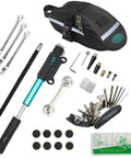 16 In 1 Bike Repair Kit With Mini 120 Psi Pump Tire Patch Levers Wrench And Valve Tools Portable Pouch Bag Blue