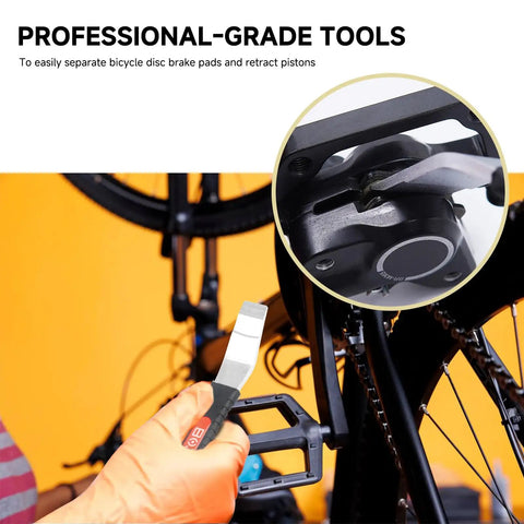Extended Hydraulic Piston Press For Bicycle Disc Brakes Caliper Pad Spreader Tool With Longer Handle And Extended Tip For Safe Brake Maintenance, handheld close-up