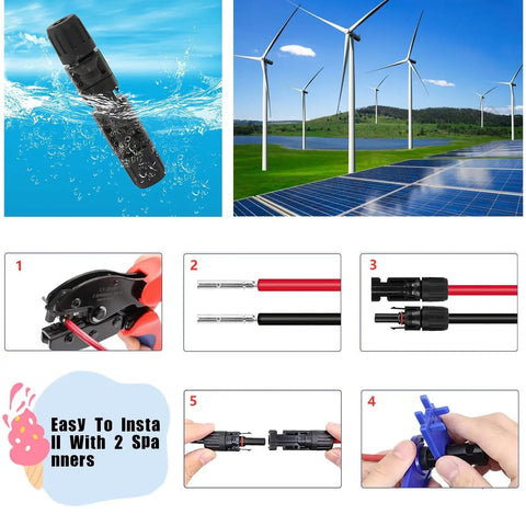 Image showing All In One Solar Crimping Tool Kit With 51 Pieces Includes 12 Pairs Of Solar Connectors 24 Connector Pins and 2 Spanners