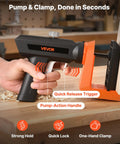 Pump-action clamp with quick release trigger for Pocket Hole Jig Kit for Woodworking With Adjustable Half Inch Three Quarters Inch settings.