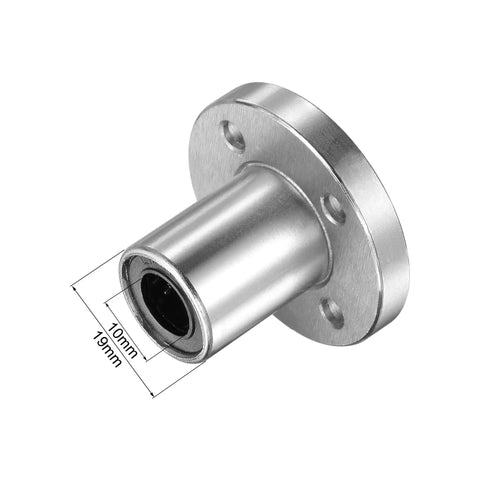 LMF10UU Linear Ball Bearings 10X19X29MM Round Flange Base with double sealed nickel plated steel for CNC machines and 3D printers