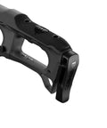 Close-up of black D Tac Quick Release Butt Extension for crossbows on white background.