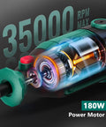 Illustration of Do-It-All 180W Rotary Tool Kit with Flex Shaft showing 180W motor and 35000 RPM capability