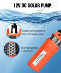 12V DC Submersible Well Water Pump With 10ft Cable, 1.6 GPM Flow, 100ft Max Lift, 96W Deep Well Pump For Irrigation