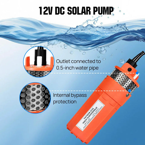 12V DC Submersible Well Water Pump With 10ft Cable, 1.6 GPM Flow, 100ft Max Lift, 96W Deep Well Pump For Irrigation