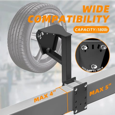 Spare Tire Mount For Utility Trailers With 3 Nut Design Heavy Duty Spare Tire Carrier Withstands 180 Lbs depicted with tire on mount