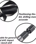 Close-up view of Killer Cut 11 Piece Hex Shank Wood Drill Bit Set 10mm To 32mm with hex shank for accurate drilling.