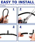 Vacuum tubing connector assortment kit, black nylon; automotive use with tees and elbows; installation steps shown.