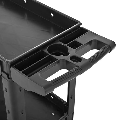 Top view of Heavy Duty Two Tier Rolling Utility Cart Built Like A Tank With Super Smooth Locking Casters ergonomic handle with storage compartments.