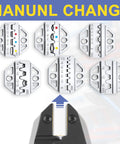 6 interchangeable dies for 8 Piece Ratchet Crimping Tool Set For Heat Shrink Insulated Nylon Non Insulated Ferrule Wire Ends
