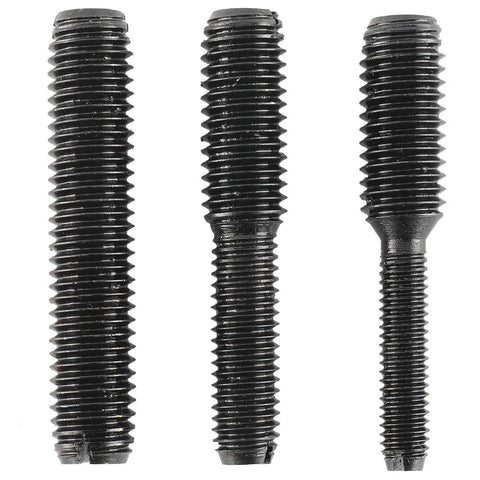 Three black steel puller bolts for bearing race and seal removal (front view)