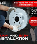 Nissan Qashqai and Rogue Front and Rear Brake Kit With Ceramic Pads and Blank Rotors Hardware Fits 2017 2019 Qashqai and 2014 2022 Rogue