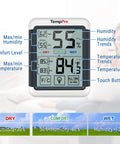 Digital Indoor Hygrometer Thermometer With Touchscreen 4Inch Large Display Easy Readings And Front Button Operation High Accuracy Humidity And Temperature Monitor For Home Or Your Pad, front view