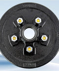 Beefed Up Trailer Brake Drum Kit 10x2 Inch 5 On 4.5 Inch Hub For 3500 Lb Axles top view black brake drum