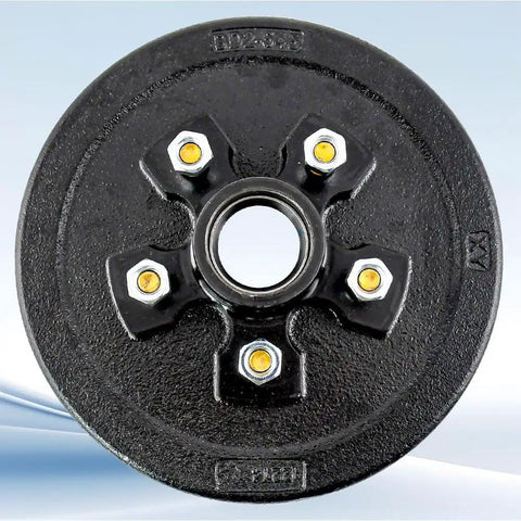 Beefed Up Trailer Brake Drum Kit 10x2 Inch 5 On 4.5 Inch Hub For 3500 Lb Axles top view black brake drum