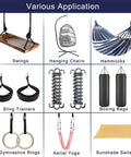 Two-piece stainless steel porch swing springs with 300 lb capacity for hammocks, swing chairs, and punching bags