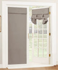Privacy French Door Curtain Panel For Patio And Front Doors No Drill Easy Install Room Darkening Tie Up Shade With Strong Adhesive Straps W26 By L69 Inches Sand Color installed on door.