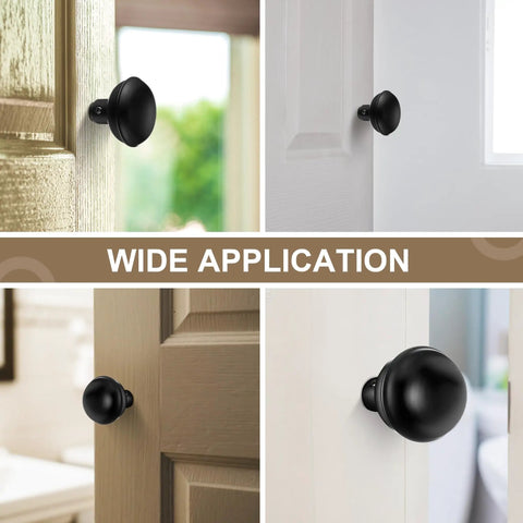 Vintage Style Door Knob Set With Spindle Six Pack, Matte Black Electroplate Finish on various door styles