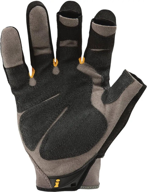 Framer Carpenter Work Gloves With Open Finger Dexterity And Performance Fit Grip Ready Durable Reinforced Palm Grey Black 1 Pair