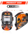 Welding True Color Auto Darkening Helmet With Adjustable Shade Range 4 To 9 To 13 For TIG MIG ARC Welder Mask, side and front view