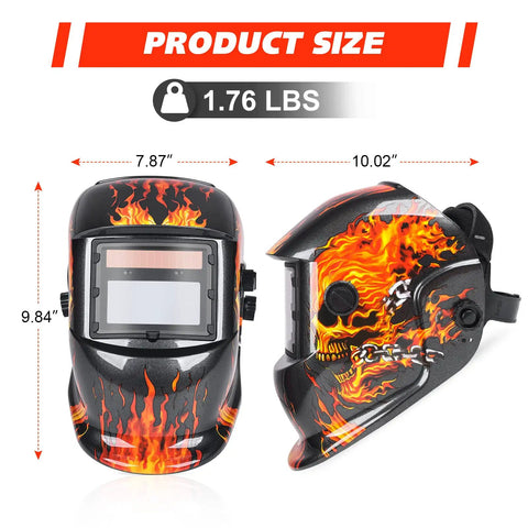 Welding True Color Auto Darkening Helmet With Adjustable Shade Range 4 To 9 To 13 For TIG MIG ARC Welder Mask, side and front view