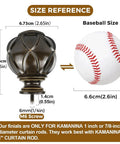 Bronze Curtain Rod Finials With Netted Texture, Fits 1 Inch Or 7/8 Inch Diameter Rods, Set Of 2, Classic Window Decor For Living Room Bedroom Kitchen And More, Easy To Install. size reference, 2.65 x 3.25 in, M6 screw