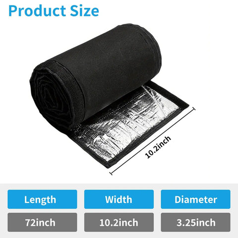 Weatherproof Copper Pipe Insulation Cover For Outdoor HVAC Line Sets 72x10.2 Inches, rolled showing aluminum foil layer