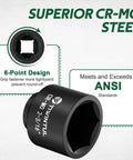 Heavy Duty Beefy 2 3/16 Inch Deep Six Point Impact Socket With One Inch Drive For Semi Truck Axles And Flange Nuts close-up showing 6-point design.