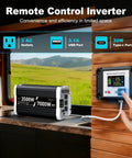 3500W Pure Sine Wave Inverter for 12V DC to 110V AC with 3 AC outlets, USB, Type C port, remote LCD in RV kitchen