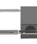 No-Fuss Tool-Less Ball Bearing Sliding Rail Kit for Rackmount Chassis, showing installed rails and server chassis