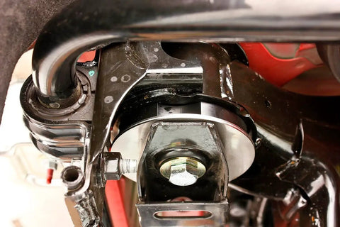 Delrin Rear Cradle Bushing Kit Boasting Zinc Coated Sleeves That Lock Out Deflection For Rock Solid Handling Street Ready Suspension Upgrade installed view