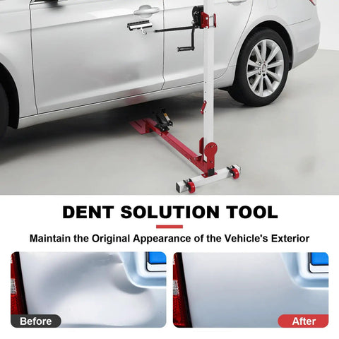 3 In 1 Automotive Sheet Metal Repair Tool with Adjustable Dent Pull Lever attached to car door