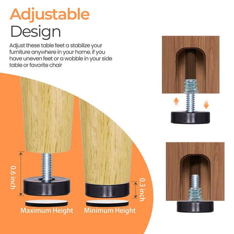 Twenty Four Pack 1/4-20 Thread Leveling Feet With Separate Self Adhesive Felt Pads One Inch Adjustable Furniture Levelers For Light Duty Stationary Furniture No Fuss Easy Install For Home Office Tables Chairs And Cabinets, showing adjustable height mechanism