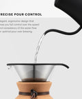 27oz Gooseneck Electric Water Kettle For Pour Over Coffee And Tea, Stainless Steel Matte Black, easy pour in action