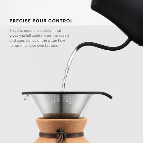 27oz Gooseneck Electric Water Kettle For Pour Over Coffee And Tea, Stainless Steel Matte Black, easy pour in action