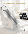 Rock Solid Heavy Duty Stainless Steel Recliner Springs For Long Neck Chairs 4 Pack showing galvanized steel spring with hooks.