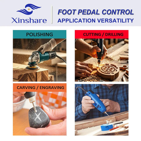 Foot Pedal Speed Controller For Rotary Tools And Flex Shaft Motors, Variable Speed Switch With North American Plug, Easy On Demand Power For Electric Grinders, Saws, And Stationary Tools for polishing, cutting, carving