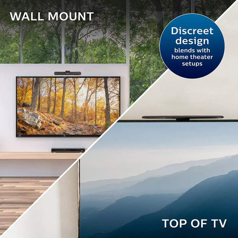 Wall and top-of-TV installation of Hover Amplified HD Digital TV Antenna For Long Range Reception And Top Of TV Mount No Fuss Install