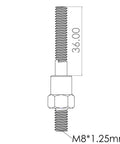 Technical drawing of M8*1.25mm threaded mandrel for 1/4-20 Extended Rivet Nut Mandrels And Nosepiece Set For Installing Pre-Bulbed Rivet Nuts On Manual Rivet Nut Guns With Multi-Grip Compatibility And Replacement Parts For Threaded Inserts Pro Grade Must Have