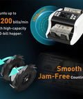 Mixed Denomination Money Counter Machine For Small Biz And Retail with display, counting bills smoothly, 1200 bills/min