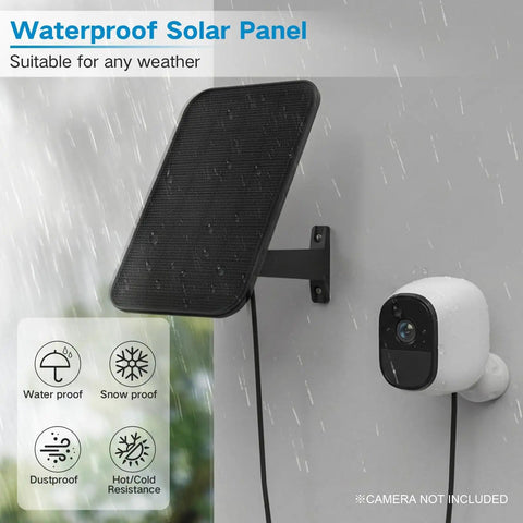 3.2W Solar Panel For Security Cameras Compatible With Arlo Essential XL waterproof charger in rain with adjustable mount