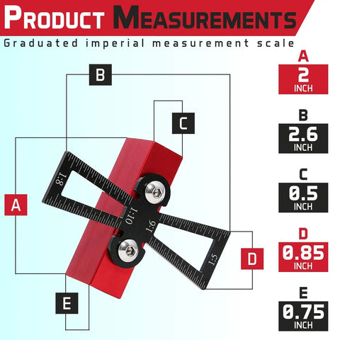 Woodworking Dovetail Tool With Precision Marker And 1:5, 1:6, 1:8 And 1:10 Slopes, Extra Large Body, Ergonomic Design