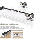 Close-up of 30X80 Inch Pocket Door Frame Kit With Two Way Soft Close For 2X4 Stud Walls Aluminum Track Sliding Hardware