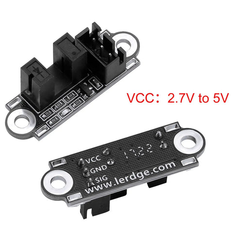 Six Pack Optical Endstop Switches With 1M Cable For 3D Printers Photoelectric Light Control Limit Switch Module showing connectors and voltage range.
