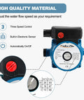 115V Water Recirculating Pump For Home Water Heater System Three Speed Control Aluminum Housing Close-up Specs
