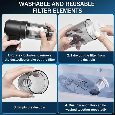 Steps to clean the 2 In 1 Keyboard And Car Vacuum Cleaner Wireless Handheld With Brushless 120W Motor Beast Suction And Blower filter