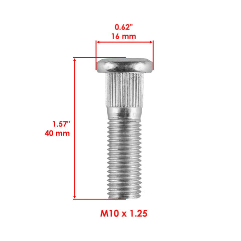 Straight Swap Rear Wheel Hub Stud Bolts For Honda Rancher 420 Rubicon 500 Rincon 650 Atv Heavy Duty 8 Pack Socket Head Bolt Set showing M10 thread and dimensions.