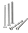 Hardcore Badass Size 10-24 X 4 Inch 304 Stainless Steel Pan Head Machine Screw Set Featuring Phillips Drive and Fully Threaded Body In Bright Finish For Hella Tough Construction Projects Pack Of Ten Parts.