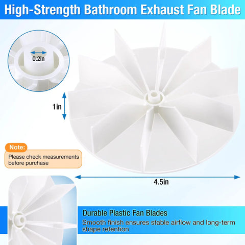 120V 50CFM Bathroom Vent Fan Motor Replacement with high-strength plastic blade, 4.5in diameter, for Broan NuTone exhaust fan.
